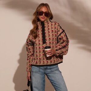 VICI Floral Quarter Zip Sweatshirt